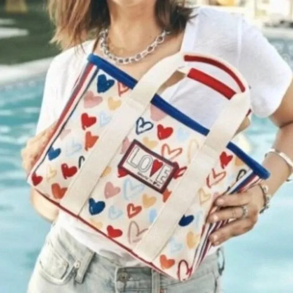 Brighton Red, White & You Canvas Heart Print Tote